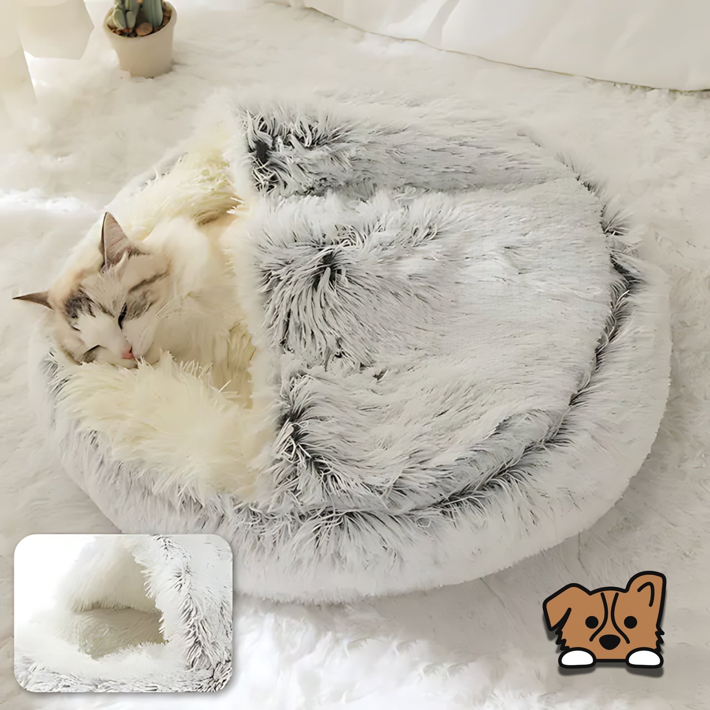 2-in-1 Faux Fur Nest Pet Bed